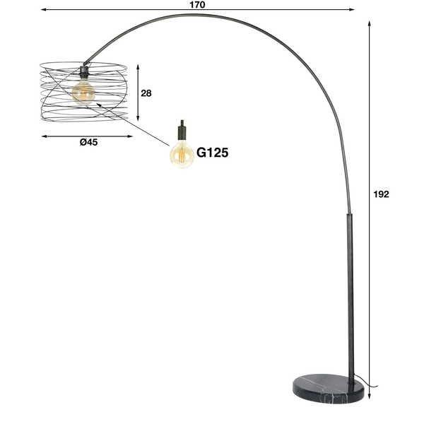 mutoni  Lampe à arc 45x45 Curl Charcoal 