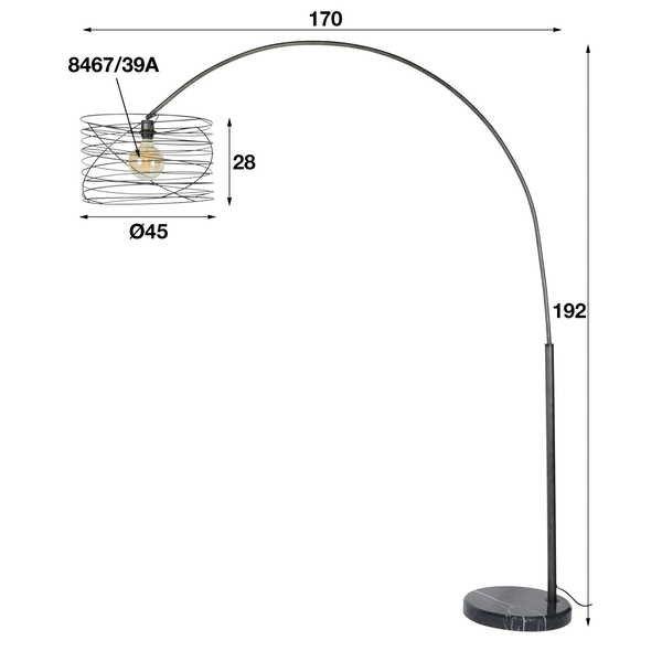 mutoni  Lampe à arc 45x45 Curl Charcoal 