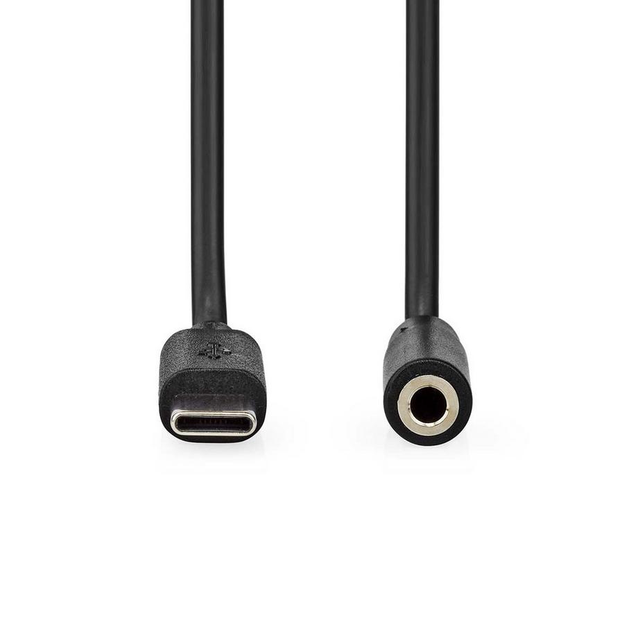 Nedis  USB-C™ Adapter | USB 2.0 | USB-C™ Stecker | 3,5 mm Buchse | 1,00 m | Rund | Vernickelt | PVC | Schwarz | Box 