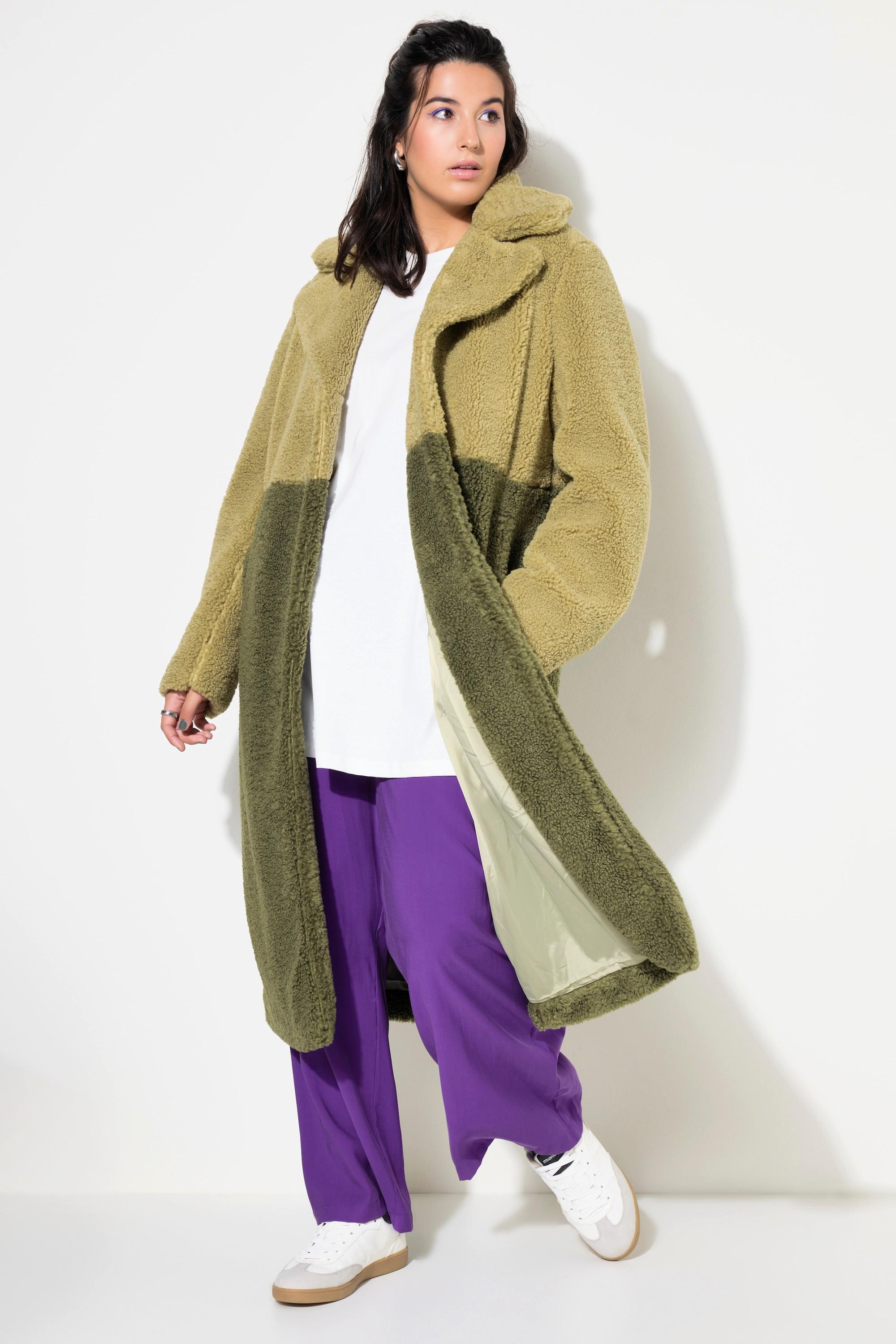 Studio Untold  Cappotto in teddy bicolore con taglio dritto, revers e maniche lunghe 