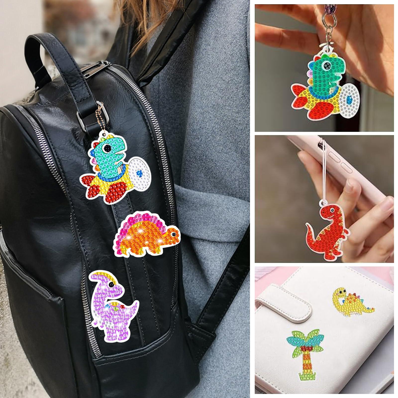 Activity-board  Diamond Painting Keychain, 5D Diamond Painting Keychain Kits Kids DIY Dinosaurier Diamond Anhänger Ornaments 