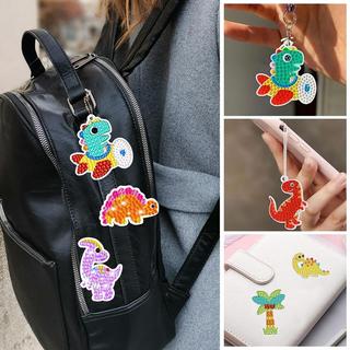 Activity-board  Diamond Painting Keychain, 5D Diamond Painting Keychain Kits Kids DIY Dinosaurier Diamond Anhänger Ornaments 