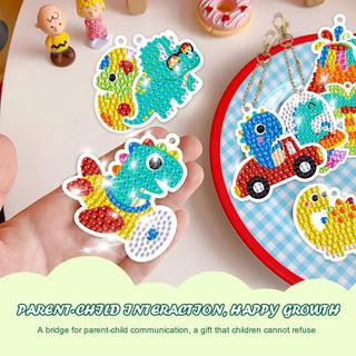 Activity-board  Diamond Painting Keychain, 5D Diamond Painting Keychain Kits Kids DIY Dinosaurier Diamond Anhänger Ornaments 