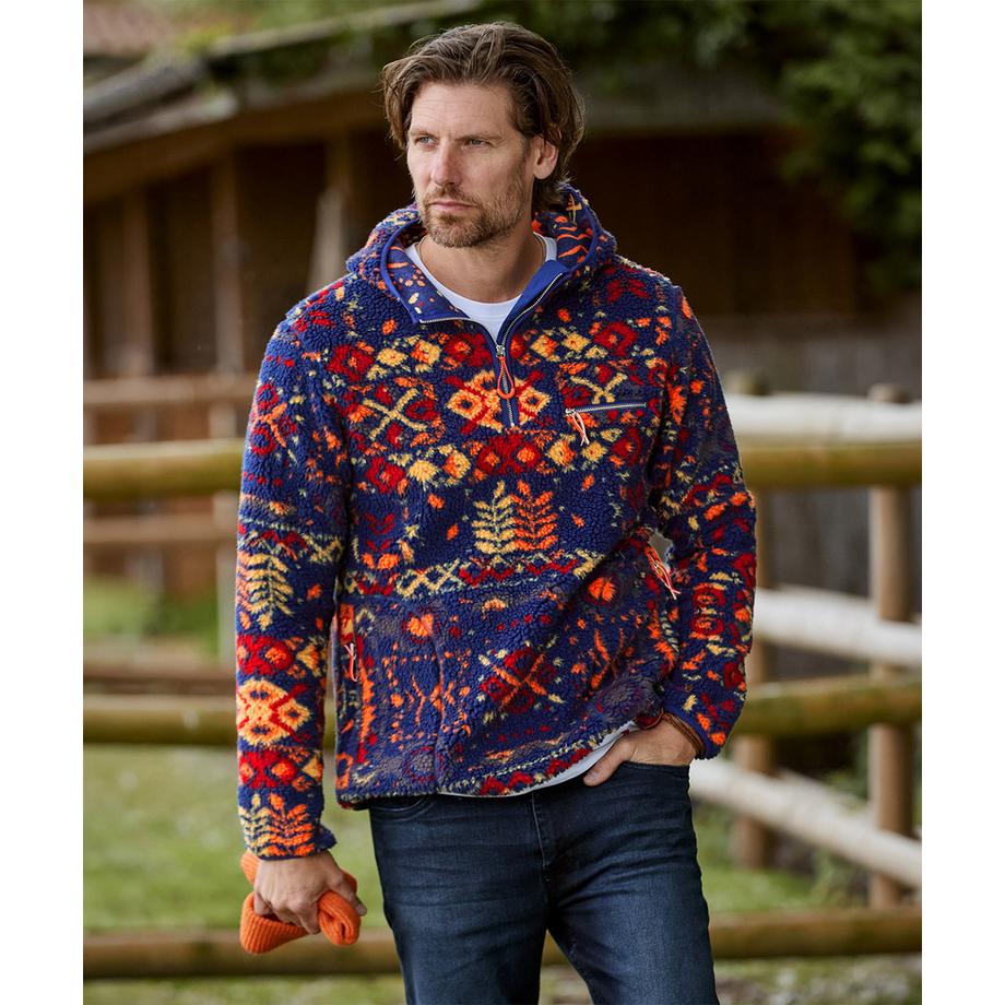 Joe Browns Kapuzen-Fleece-Pullover mit Muster  