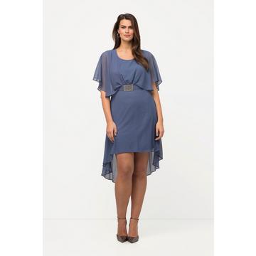 Abito da sera in chiffon con scollo a V, mezze maniche e sottoveste