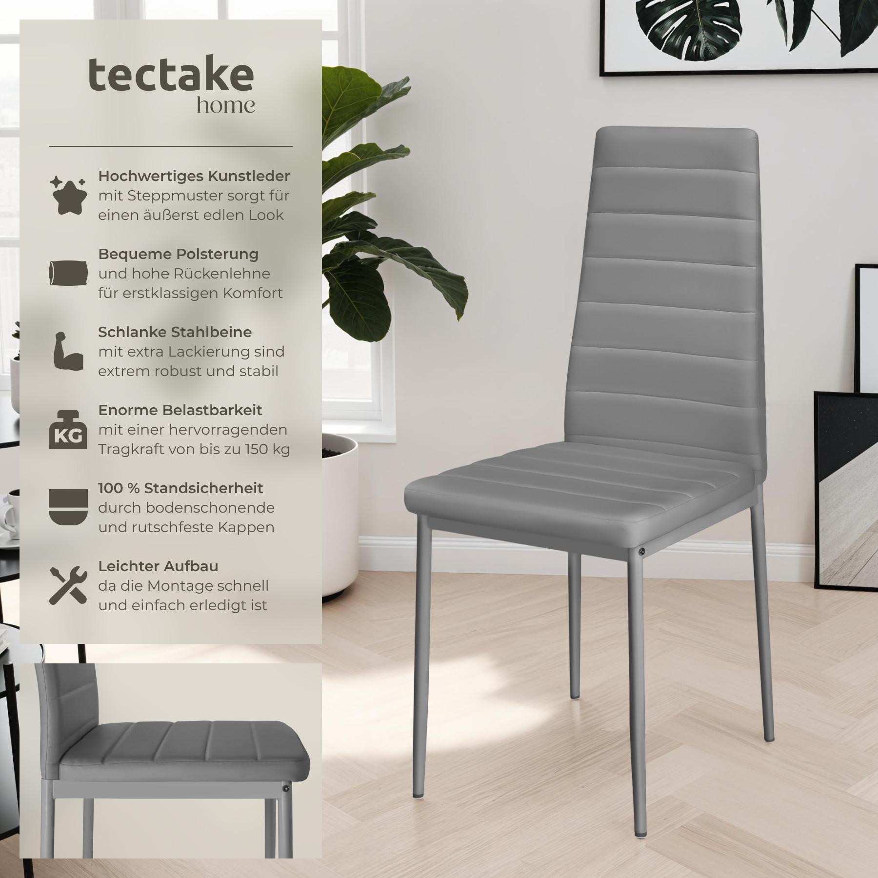 Tectake Lot de chaises avec surpiqûre  