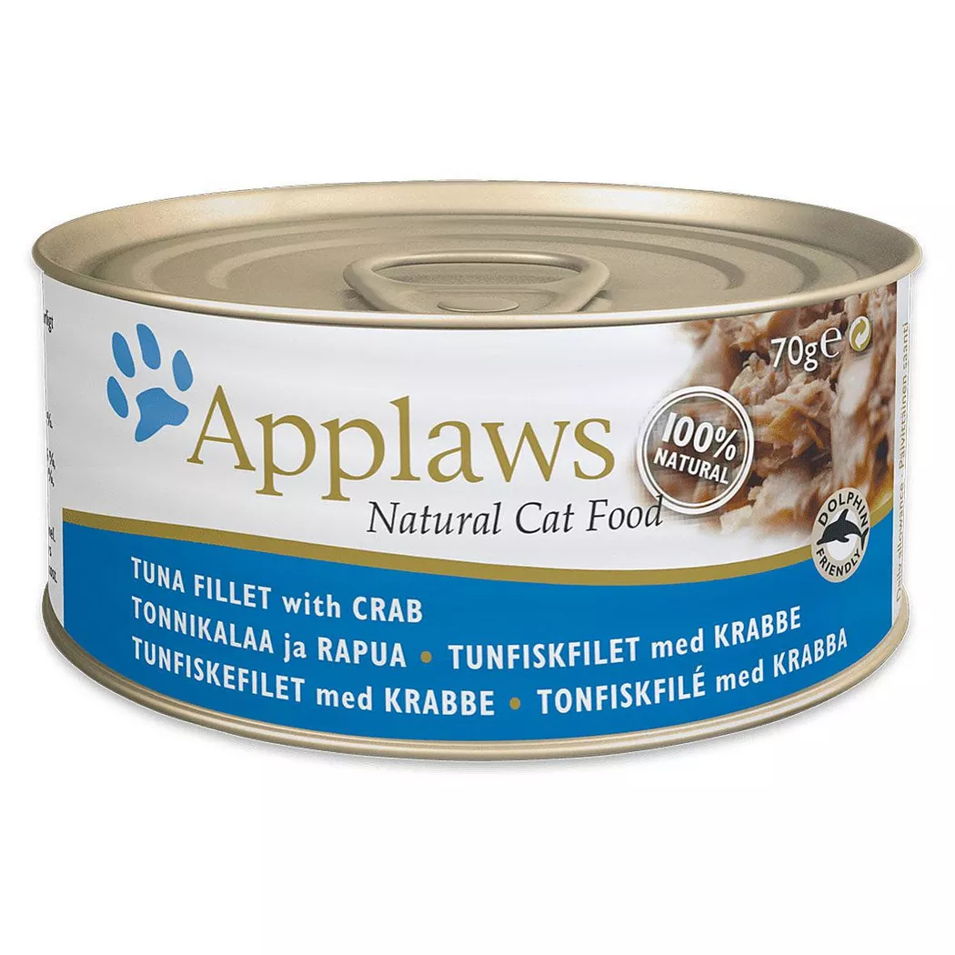 Applaws Adult Cat Cans Tuna/Fish in Broth 70g - Tuna Fillet with Crab (24 x 70g)