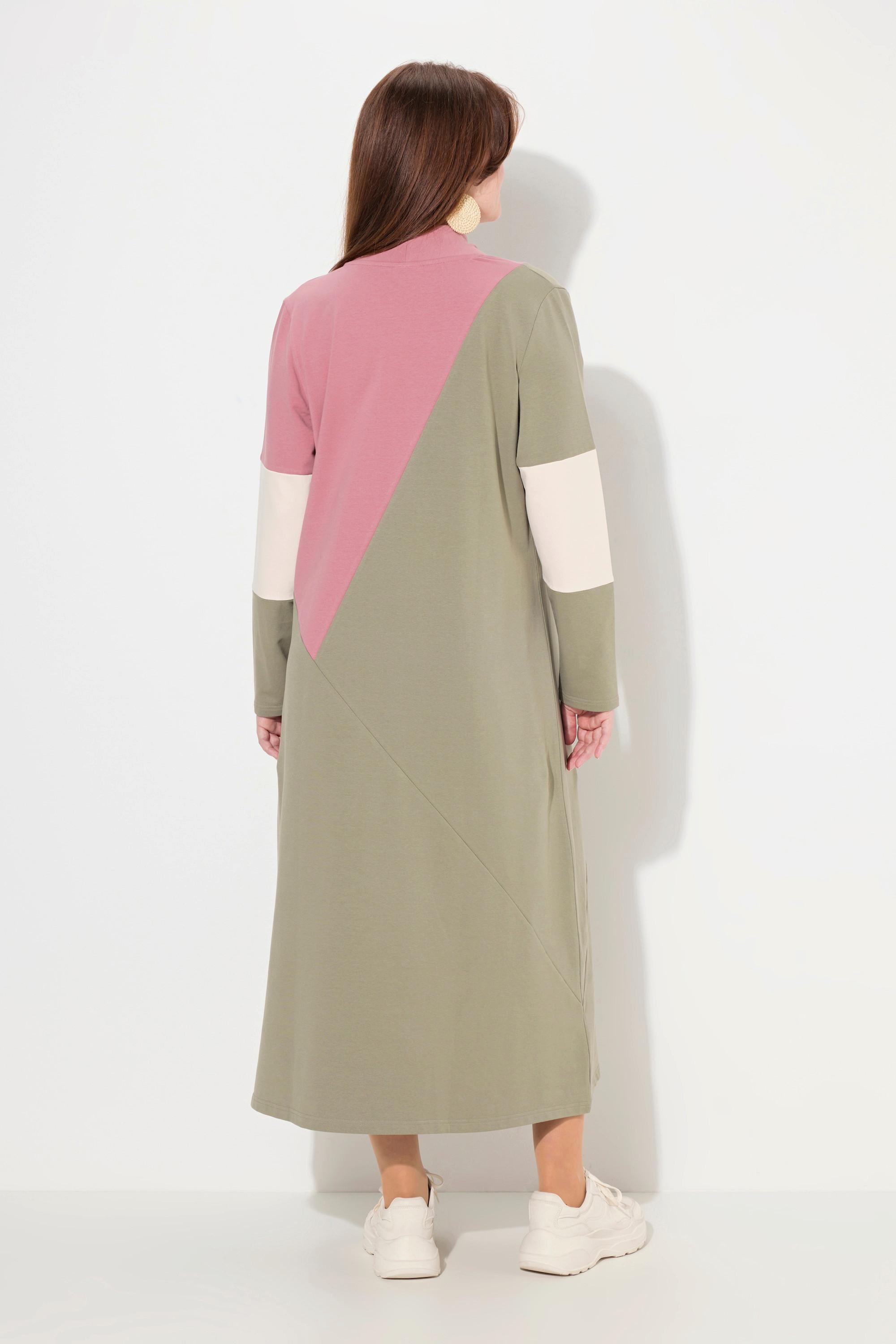 Ulla Popken Abito Felpa Scollo a Cascata Maniche Lunghe Cotone Biologico  