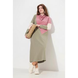 Ulla Popken Abito Felpa Scollo a Cascata Maniche Lunghe Cotone Biologico  