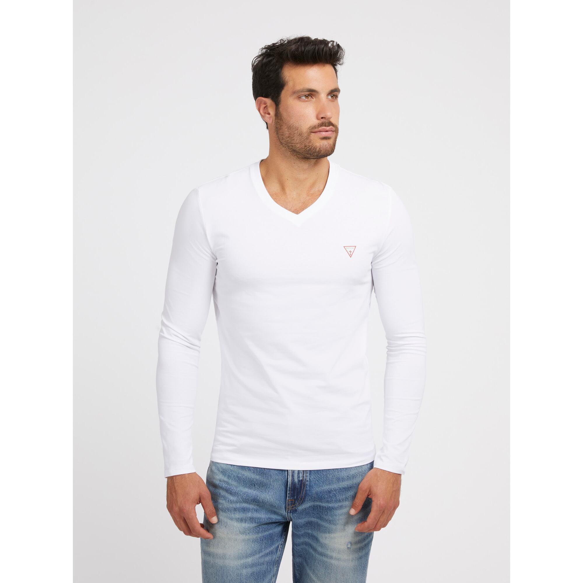 GUESS Core Langarm V-Ausschnitt T-Shirt  