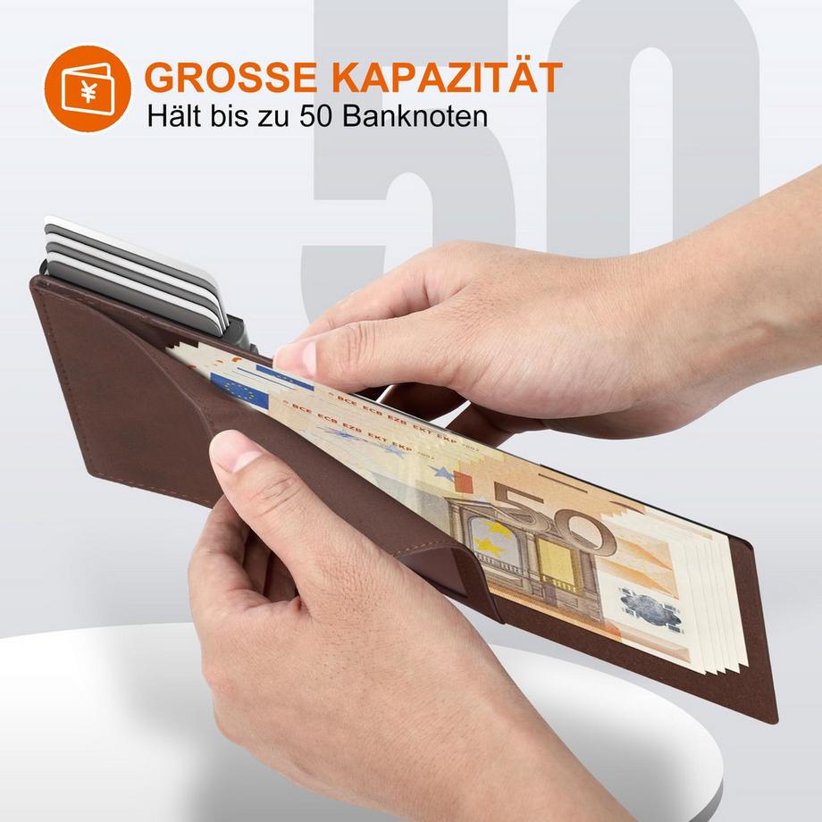 Only-bags.store Portacarte Portafoglio Sottile con Chiusura Magnetica Portamonete Pop-up Smart Fibra di Carbonio Porta Carte di Credito  