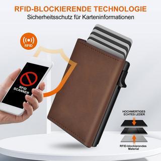 Only-bags.store Kartenetui Schlankes Portemonnaie mit Magnetverschluss Münzfach Pop-up Smart Karbonfaser Kreditkartenetui  