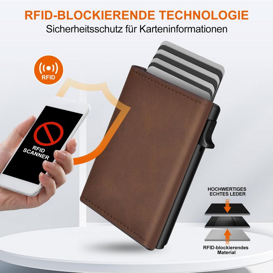 Only-bags.store Portacarte Portafoglio Sottile con Chiusura Magnetica Portamonete Pop-up Smart Fibra di Carbonio Porta Carte di Credito  