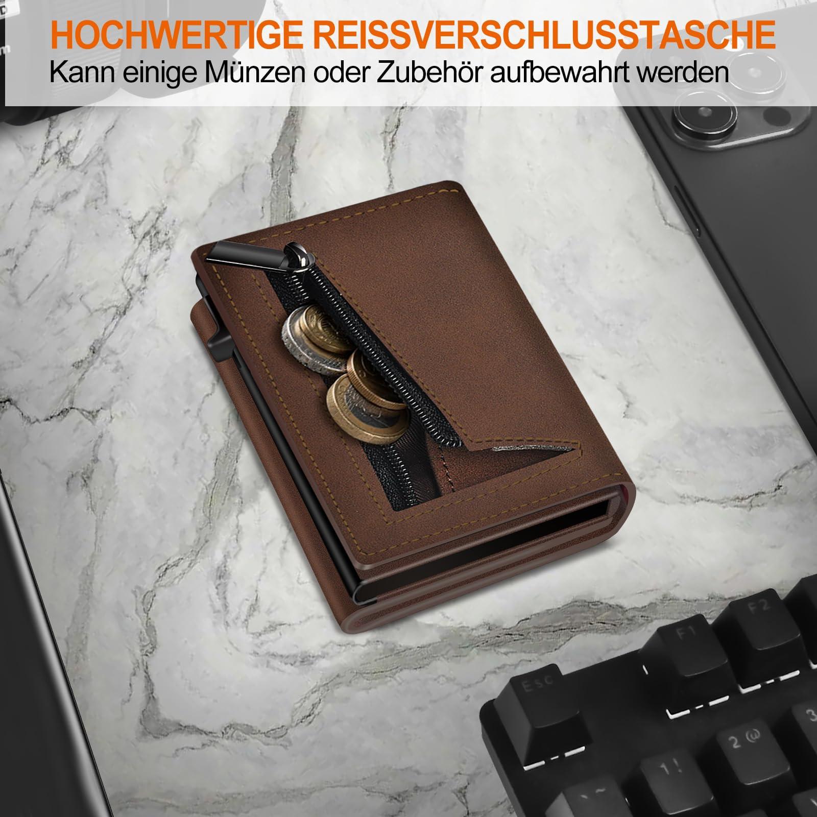 Only-bags.store Kartenetui Schlankes Portemonnaie mit Magnetverschluss Münzfach Pop-up Smart Karbonfaser Kreditkartenetui  