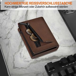 Only-bags.store Kartenetui Schlankes Portemonnaie mit Magnetverschluss Münzfach Pop-up Smart Karbonfaser Kreditkartenetui  