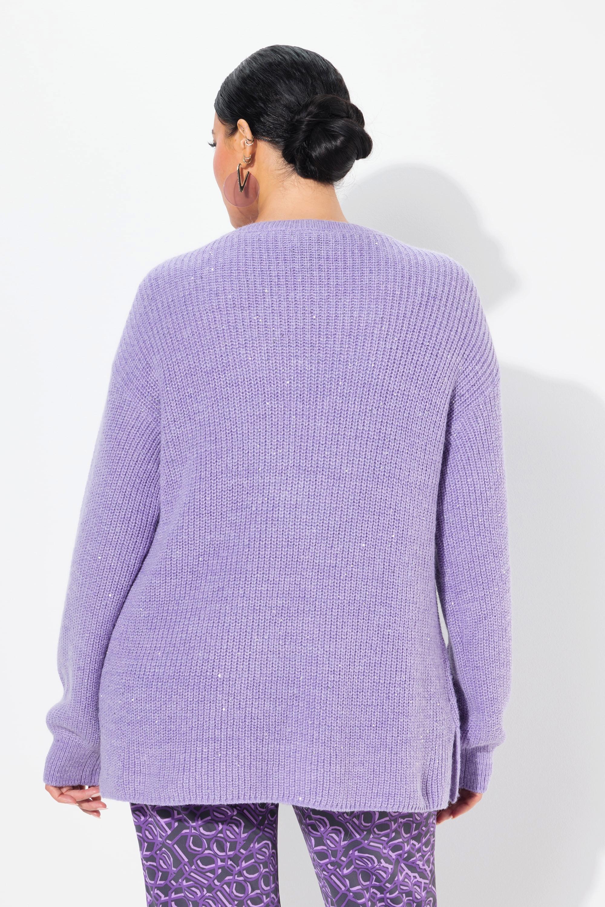 Ulla Popken Oversized Pailletten Rippstrick Cardigan  
