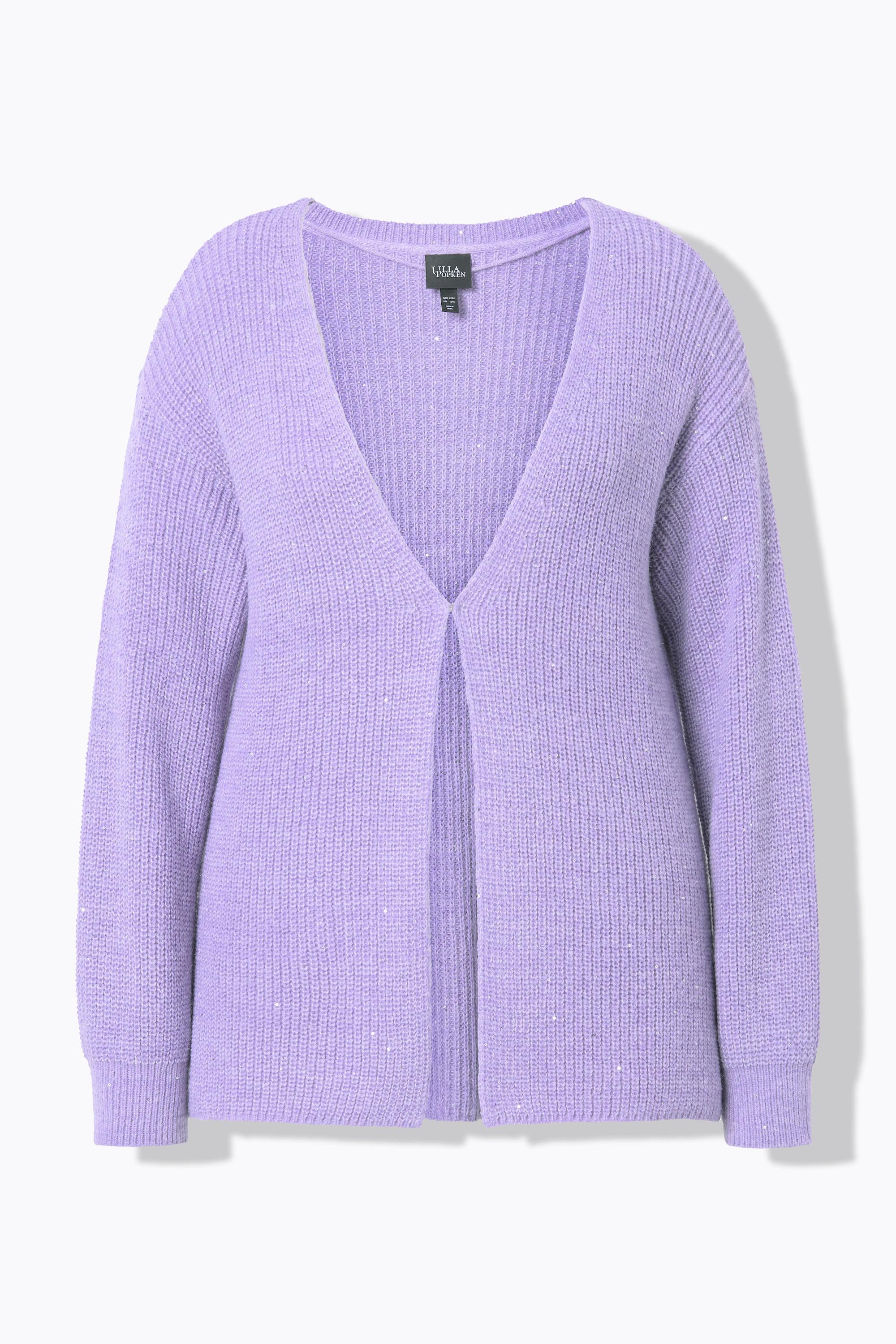 Ulla Popken Oversized Pailletten Rippstrick Cardigan  