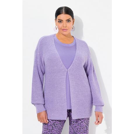 Ulla Popken Oversized Pailletten Rippstrick Cardigan  