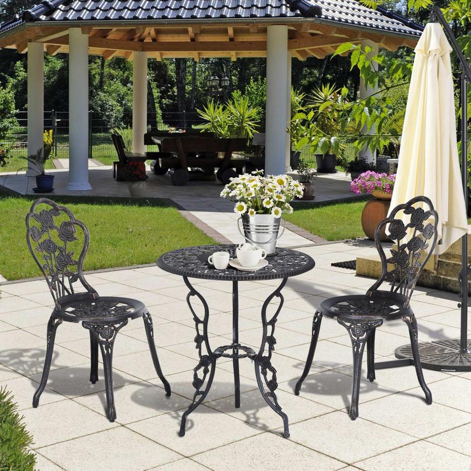 Northio Gartenmöbel Für 2 Personen Gartenset Sitzgruppe Balkonset Balkonmöbel Set Garnitur Tisch Stuhl Bronze  