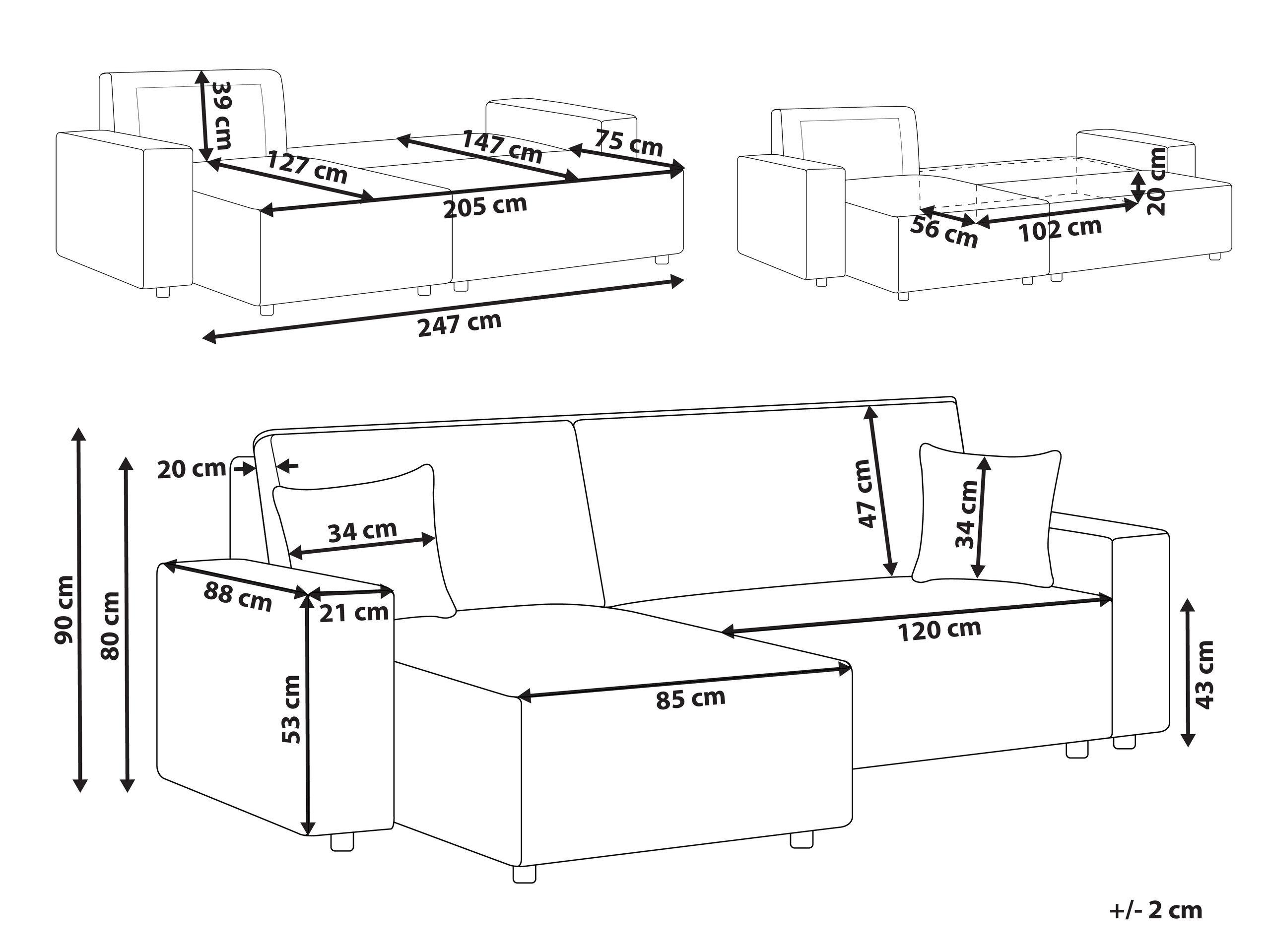 Beliani Schlafsofa aus Cord Modern ABACKA  