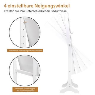 B2X Abschließbarer Schmuckschrank Stehendes Design mit verstellbarem Winkel mit Ganzkörperspiegel 45 x 37 x 160 cm Weiß  