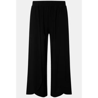 Ulla Popken  Pantalon en jersey, jambe large avec fente, taille élastique 