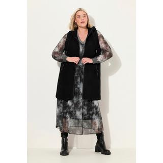 Ulla Popken Gilet Lungo Teddy Cappuccio Cerniera Doppio Cursore  