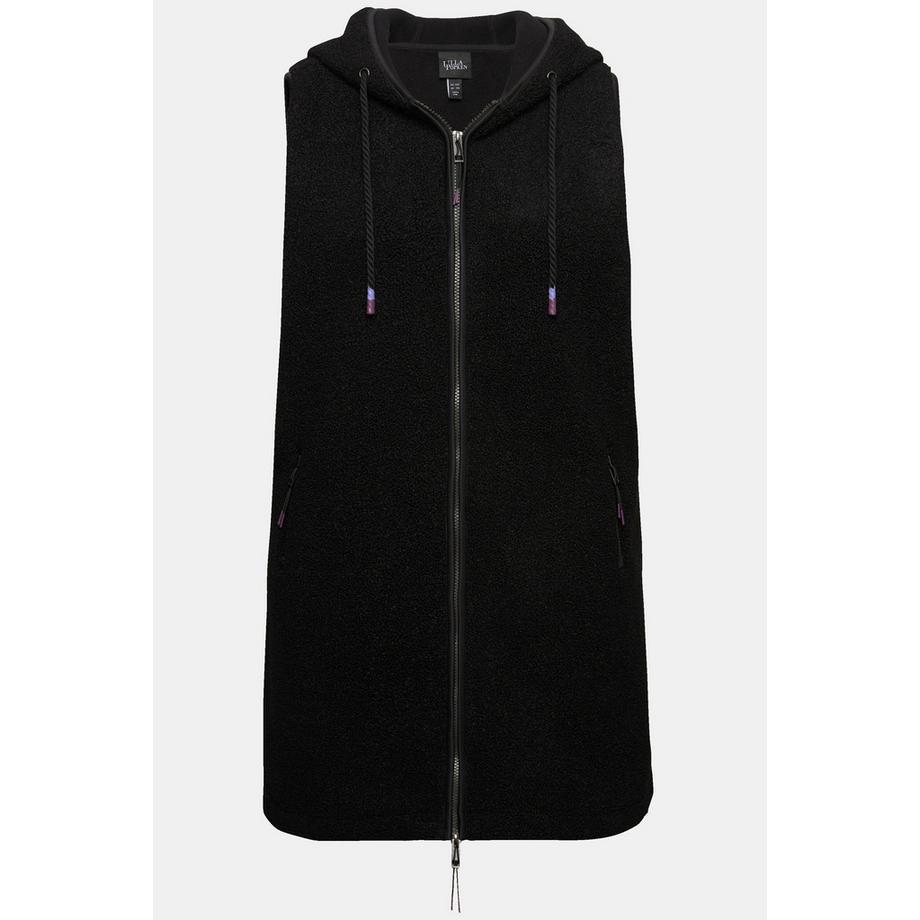 Ulla Popken Gilet Lungo Teddy Cappuccio Cerniera Doppio Cursore  