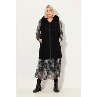 Ulla Popken Gilet Lungo Teddy Cappuccio Cerniera Doppio Cursore  