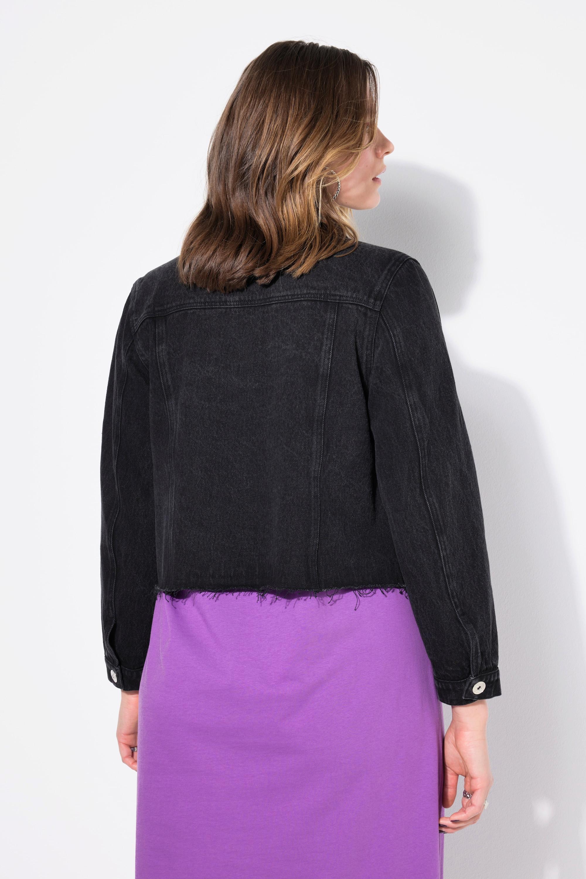 Studio Untold Giacca di Jeans Corta con Orlo Tagliato  