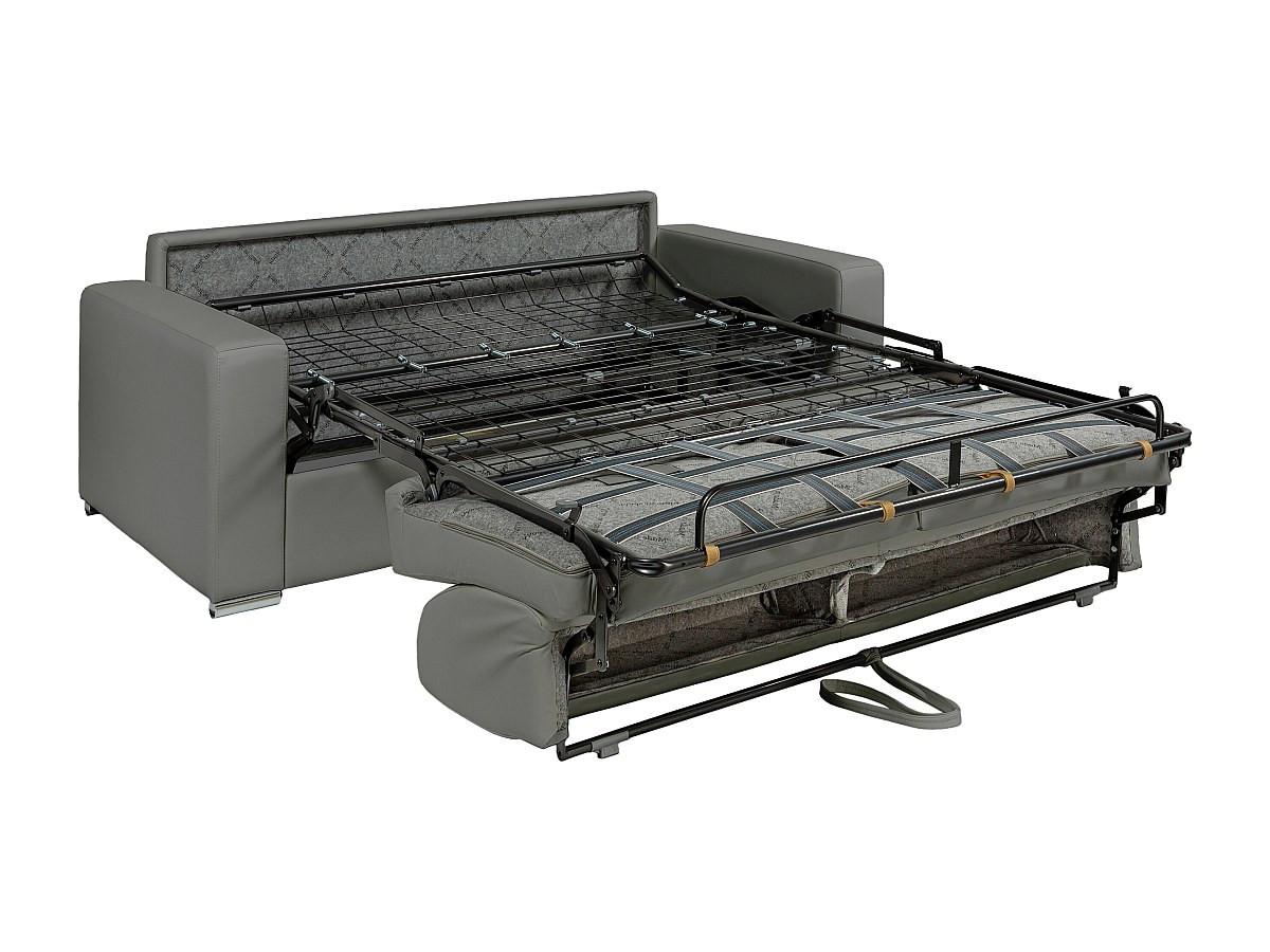 LINEA SOFA Schlafsofa mit Matratze 4-Sitzer Kunstleder - Grau - Liegefläche: 160 cm - Matratzenhöhe: 14 cm mit Memory Schaum - CALITO  