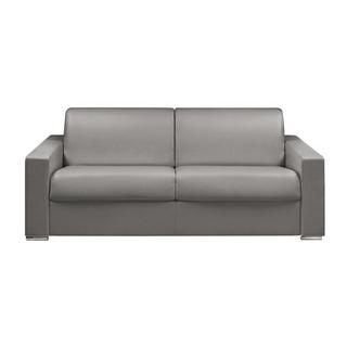 LINEA SOFA Schlafsofa mit Matratze 4-Sitzer Kunstleder - Grau - Liegefläche: 160 cm - Matratzenhöhe: 14 cm mit Memory Schaum - CALITO  