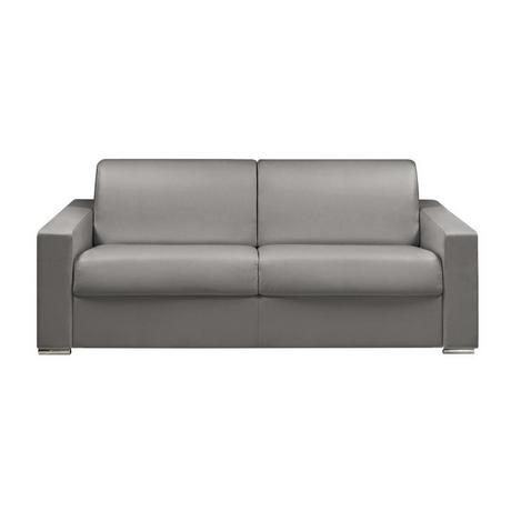 LINEA SOFA Schlafsofa mit Matratze 4-Sitzer Kunstleder - Grau - Liegefläche: 160 cm - Matratzenhöhe: 14 cm mit Memory Schaum - CALITO  