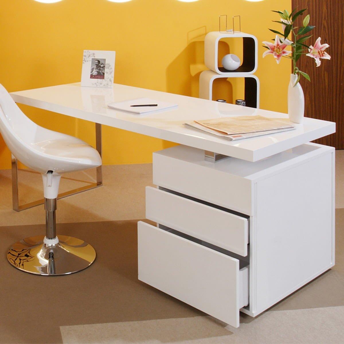 mutoni Bureau 3 tiroirs 160x70x76cm blanc  