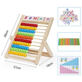 Activity-board  Rechenschieber, Grundschulabakus für Kinder zum Zählen und Rechnen, Rechenschieber aus Holz mit 100 Perlen, 100 Zählstäbchen, Zahlen-Alphabet-Karten, Lernspielzeug für Kinder 