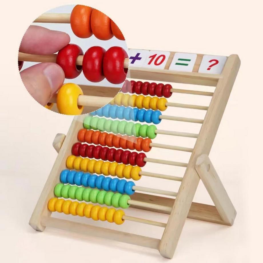 Activity-board  Règle arithmétique à calcul, boulier d'école primaire pour enfants pour compter et calculer, règle à calcul en bois avec 100 perles, 100 bâtons de comptage, cartes alphabétiques des nombres, jouet éducatif pour enfants 