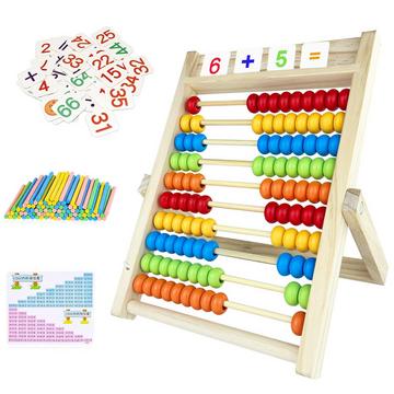 Règle arithmétique à calcul, boulier d'école primaire pour enfants pour compter et calculer, règle à calcul en bois avec 100 perles, 100 bâtons de comptage, cartes alphabétiques des nombres, jouet éducatif pour enfants