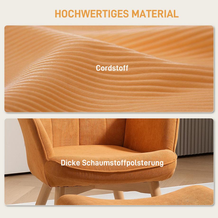 HOMCOM Ohrensessel mit Hocker  