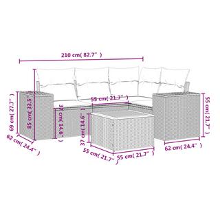 VidaXL Ensemble de canapés de jardin rotin synthétique  