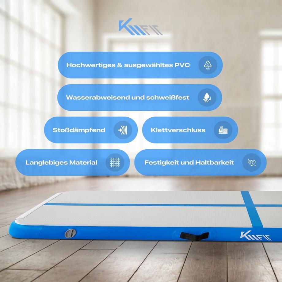 KM-Fit  Tapis de gymnastique Gonflable Airtrack Tapis sportive Fitness 4 m 