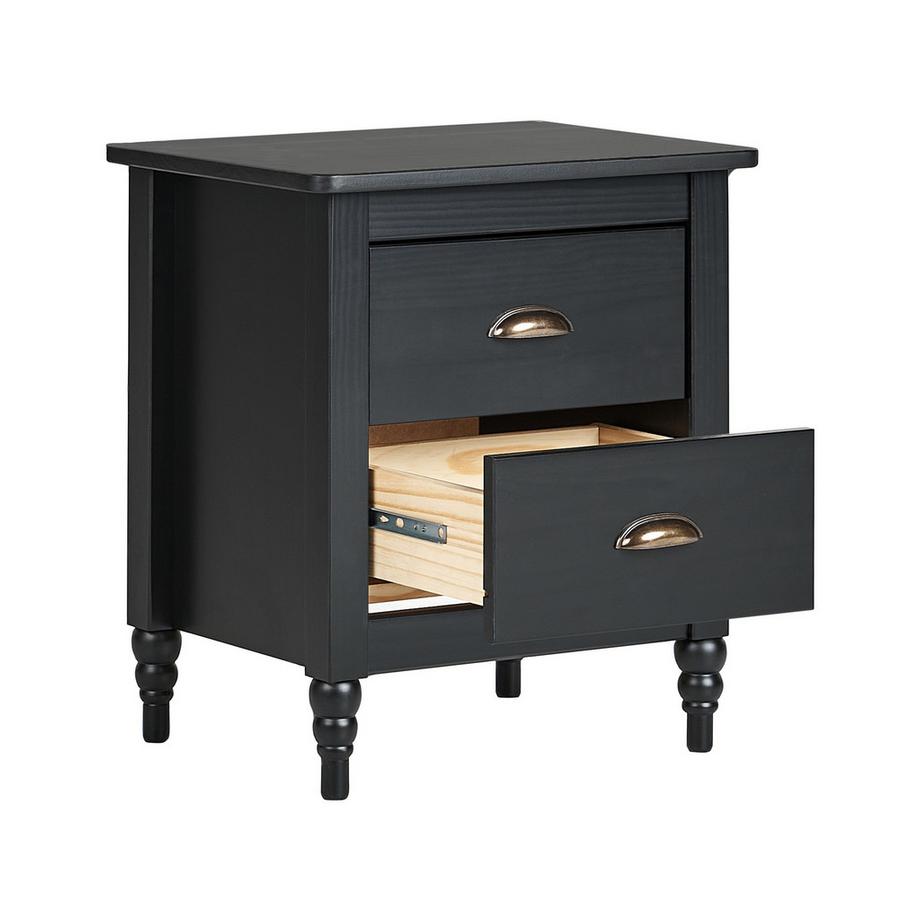 Beliani Comodino 2 cassetti en Legno di pino Retrò SHILLINGTON  