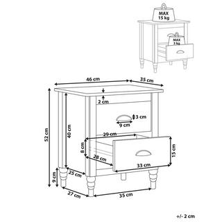Beliani Table de nuit à 2 tiroirs en Bois de pin Rétro SHILLINGTON  