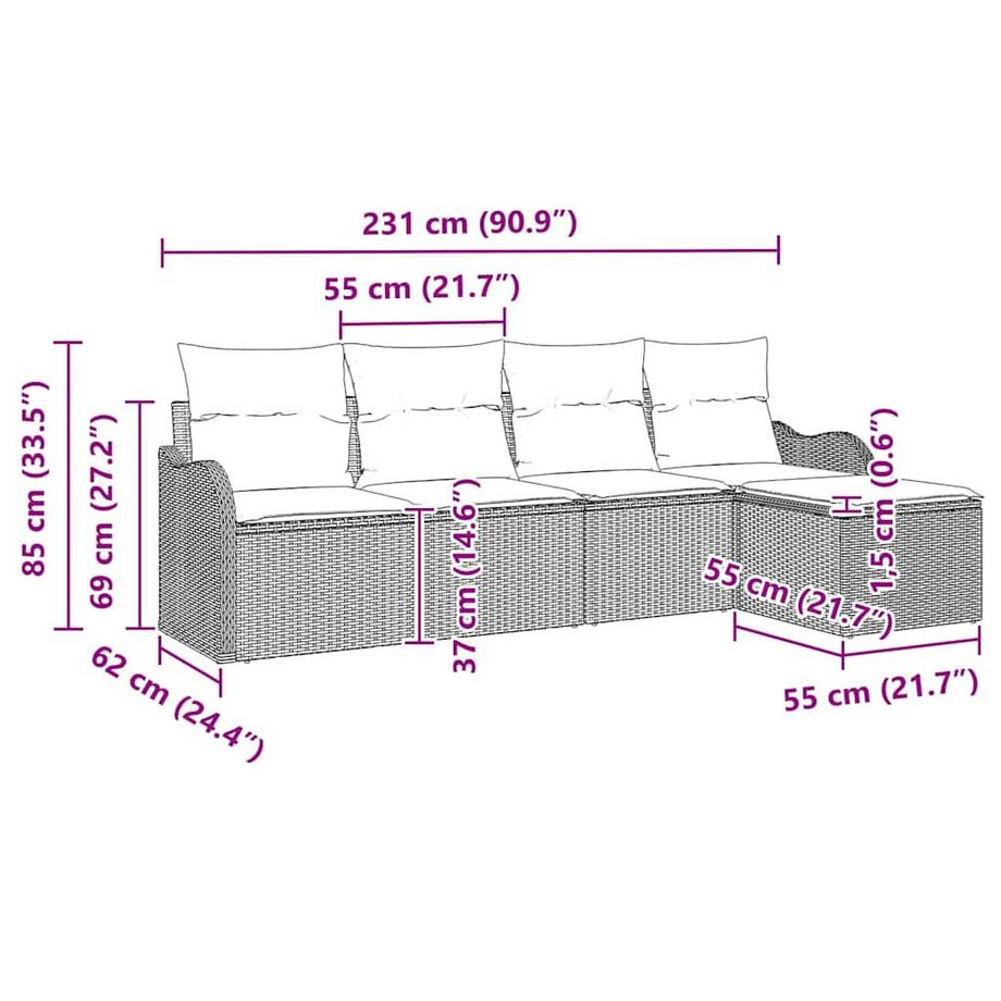 VidaXL Divano da giardino Polyrattan  
