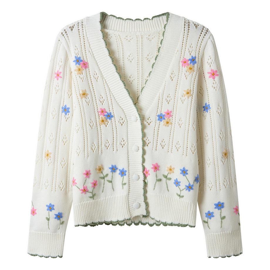 Joe Browns Lochstrick-Strickjacke mit Muschelsaum  