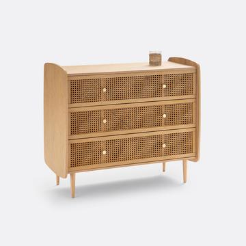 Kommode Tempa mit 3 Rattanschubladen