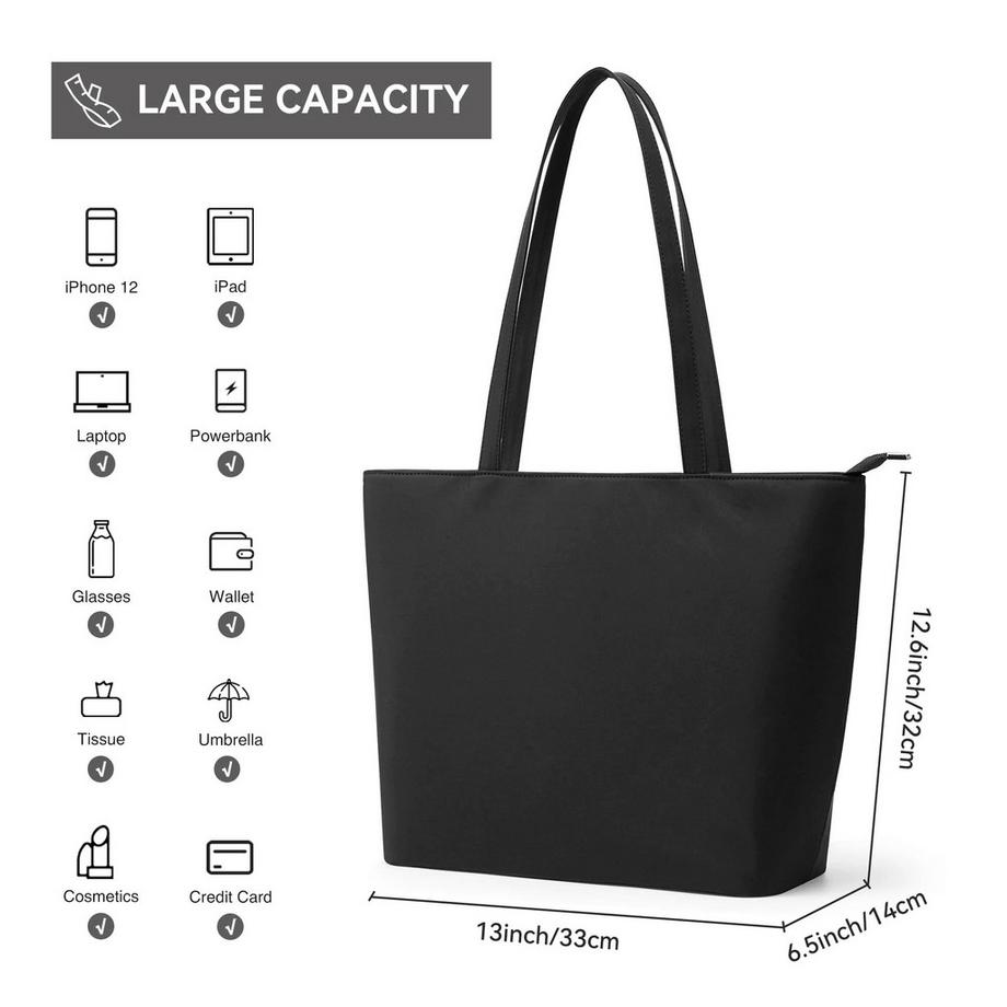 Only-bags.store Wasserdichte Einkaufstasche mit Reißverschluss Leichte Shopper Umhängetasche für Uni Arbeit  