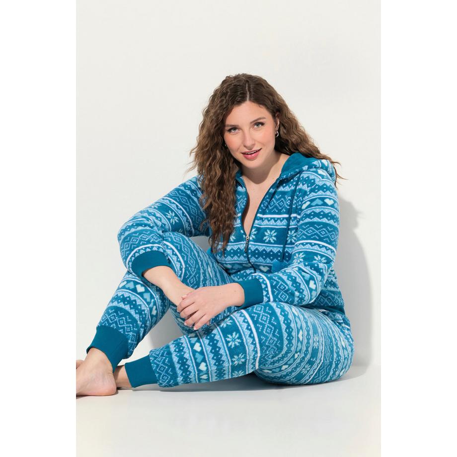 Ulla Popken Plüsch Norweger Kapuze Langarm Homewear Overall  