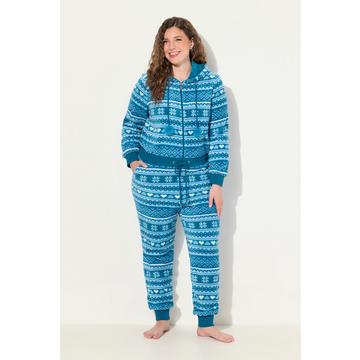 Tuta da casa in stile norvegese con peluche, cappuccio e maniche lunghe