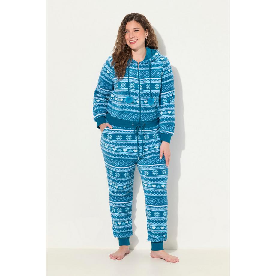 Ulla Popken Plüsch Norweger Kapuze Langarm Homewear Overall  