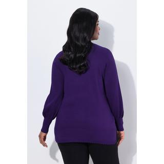 Ulla Popken Pull Bord Dentelé Col Montant Manches Longues  